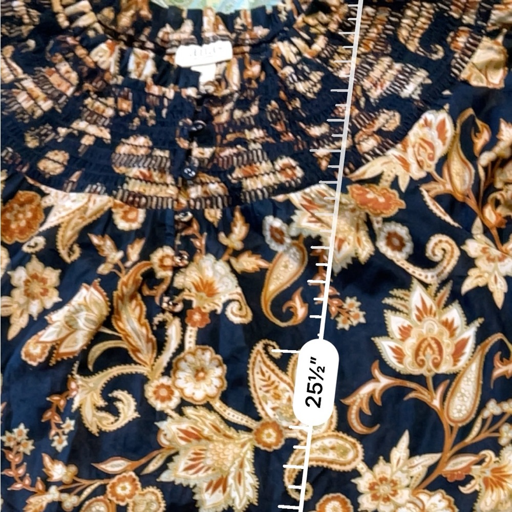 a.n.a Black and Tan Floral Smoked Blouse S NWT - Picture 9 of 9